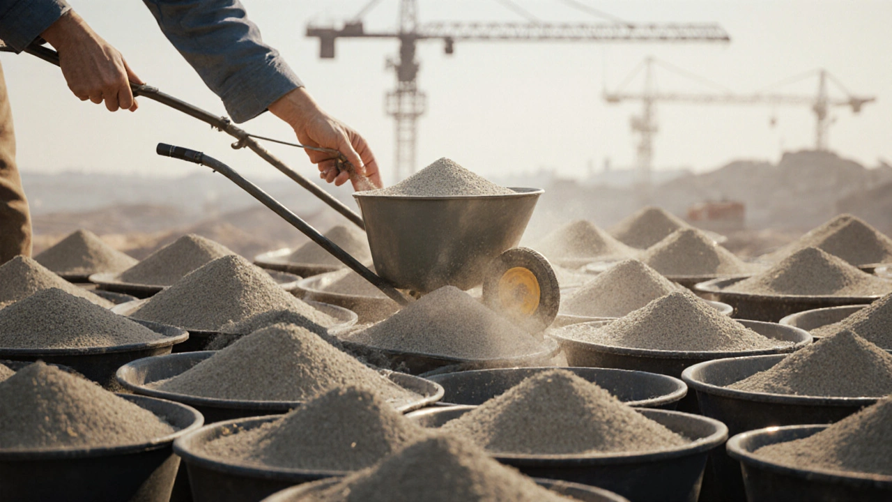 45 el arabası kumun 10 m³ beton için gerekli miktarı temsil etmesi.