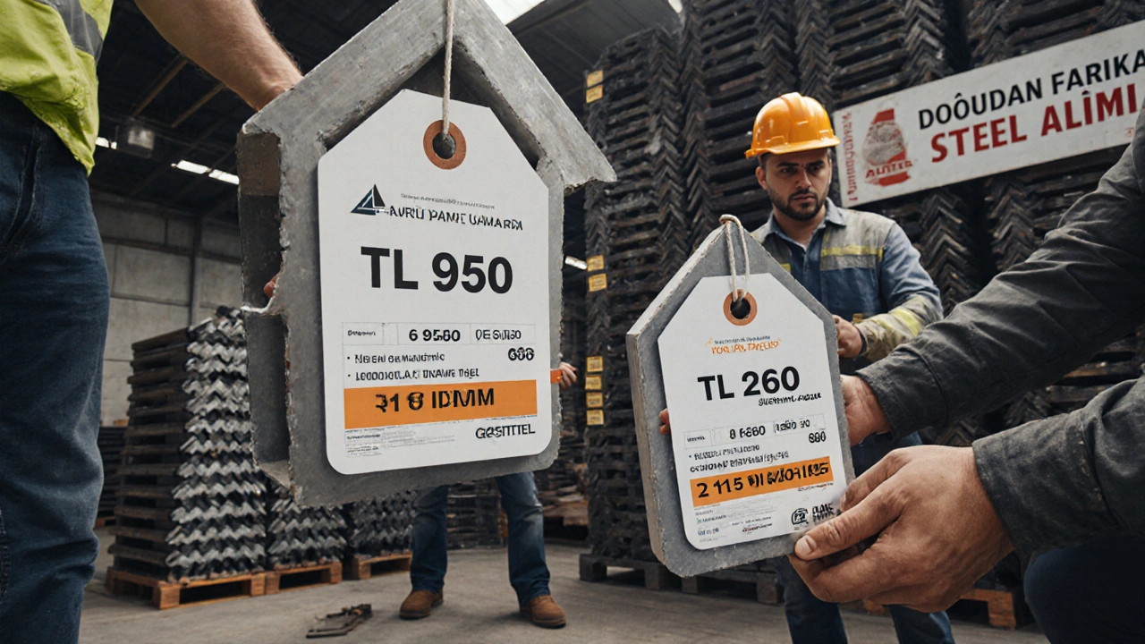 Farklı kalınlıklarda 6 metre köşebentlerin yan yana karşılaştırılması.