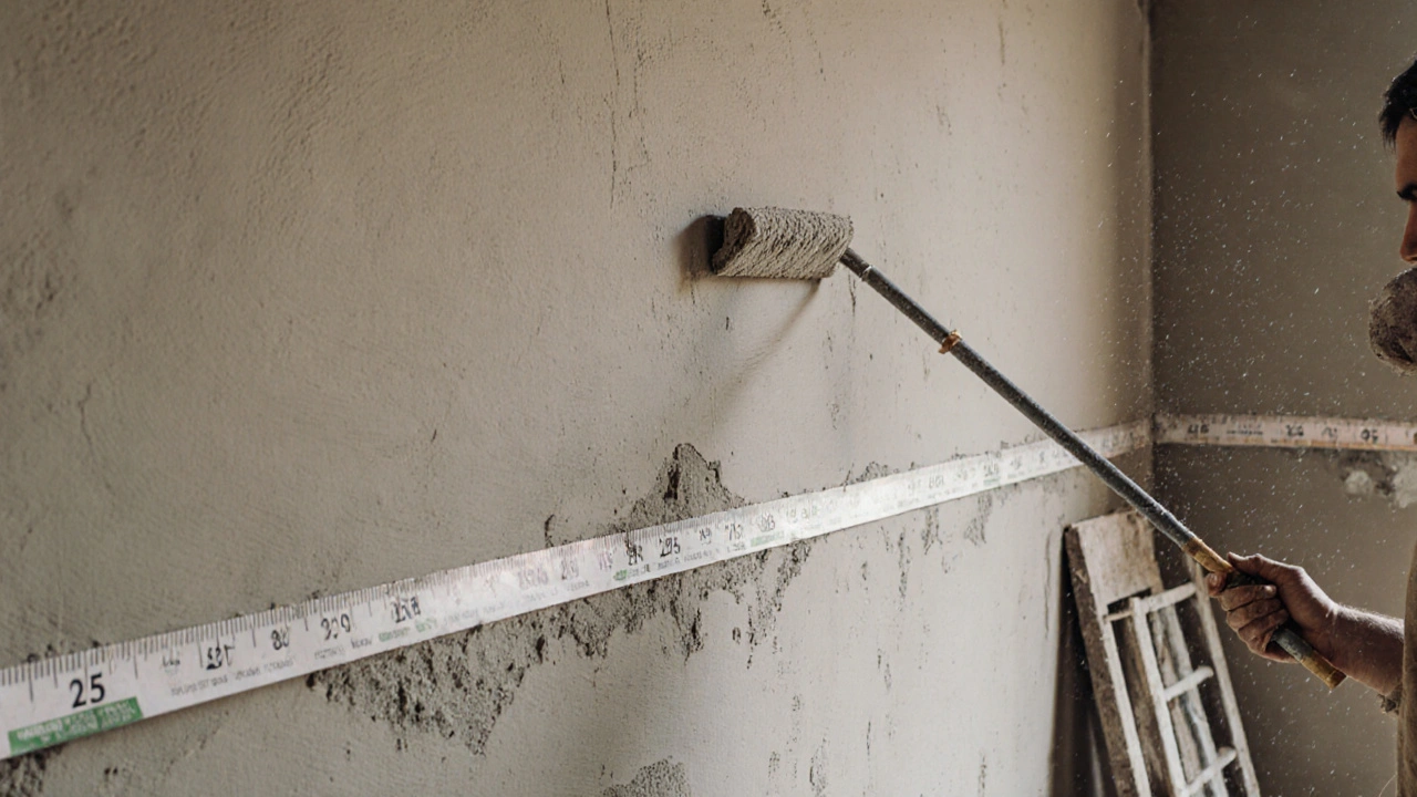 İnce sıva yapılıyor, 25-30 m² duvar alanı görsel olarak gösteriliyor.