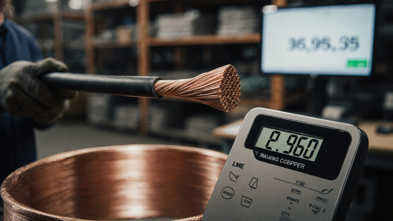 Mühendis, 2,5 mm² bakır kablonun ağırlığını kontrol ediyor.