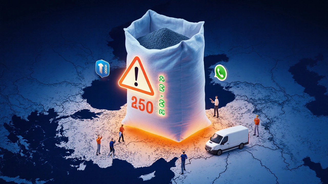 Türkiye haritası üzerinde fiyat farklılıkları gösteren dev bir çimento torbası, online siparişlerle birlikte.