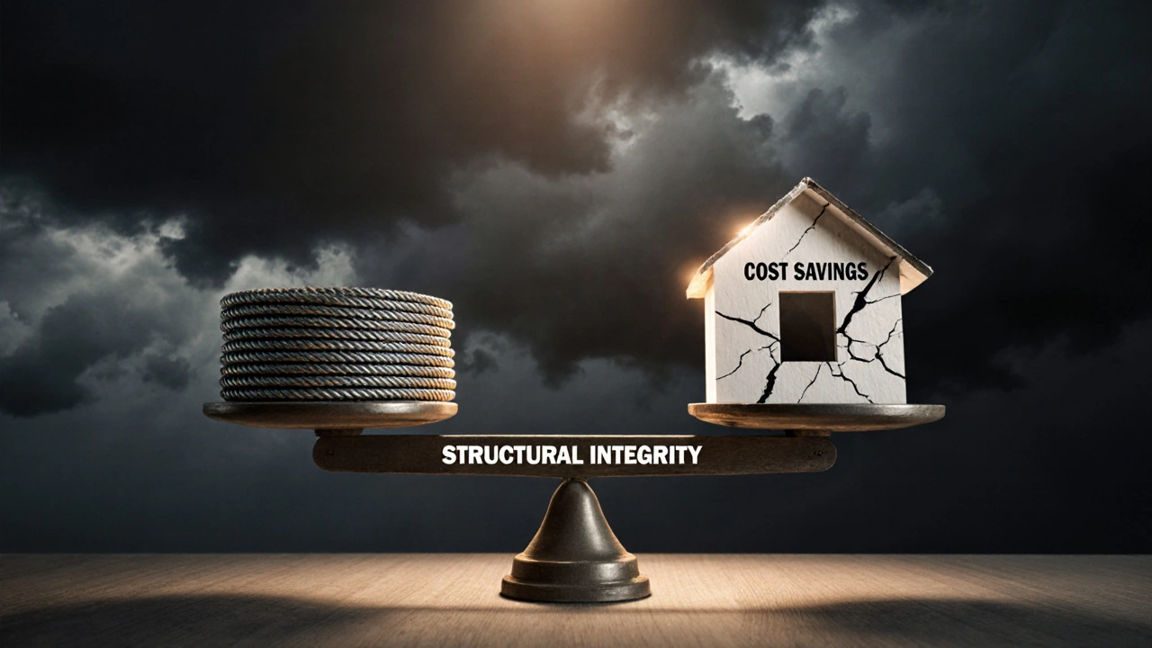 Yapısal bütünlük ve maliyet tasarrufu arasındaki dengesizlik simgesi.