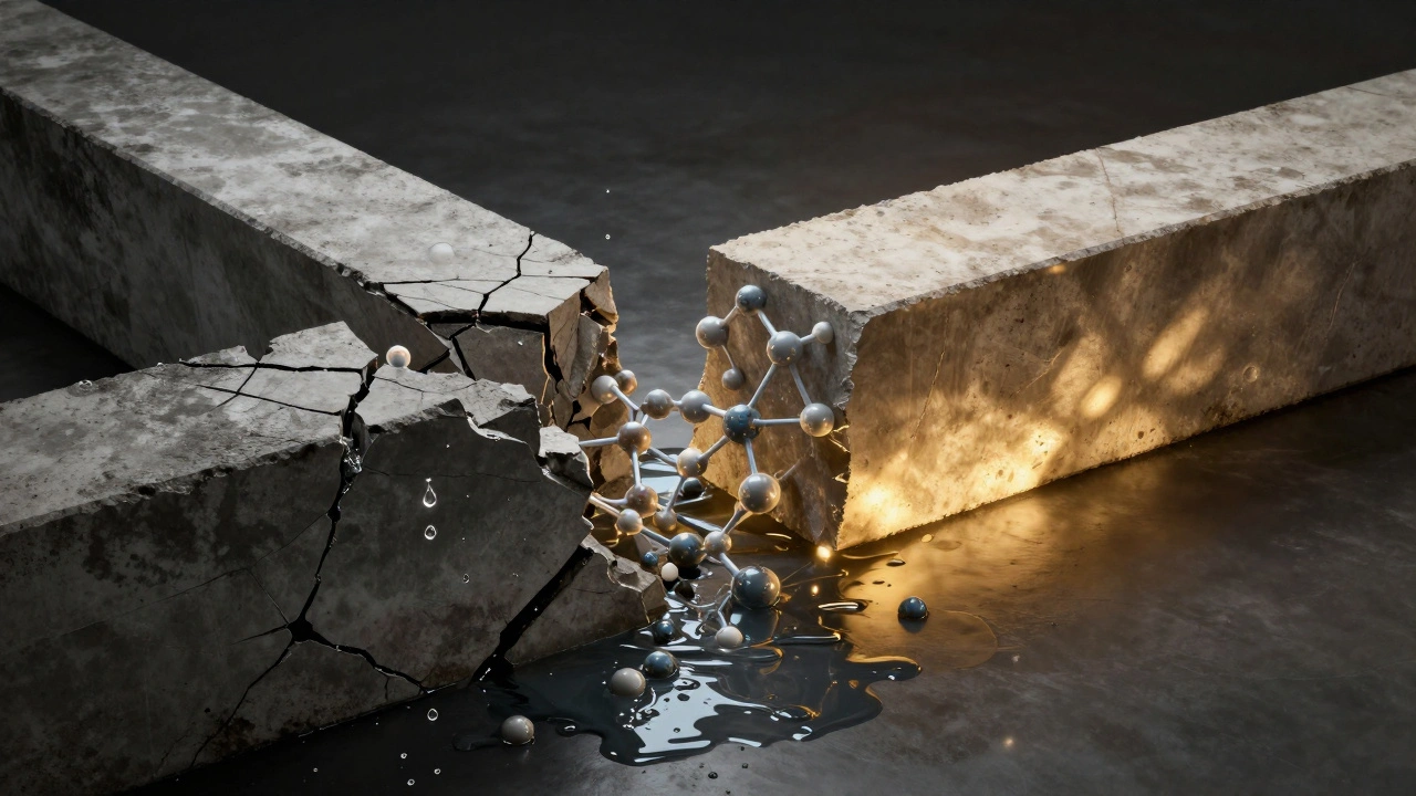 Çok su nedeniyle çatlayan beton ile doğru oranlı güçlü beton karşılaştırması.