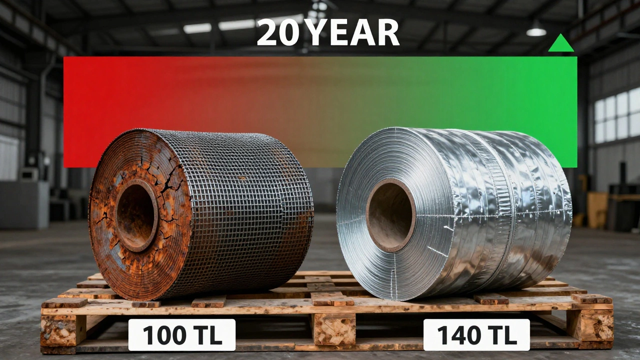 Paslanmış ve galvanizli çelik hasır rulolarının karşılaştırması, uzun ömürlü yatırım vurgusuyla.