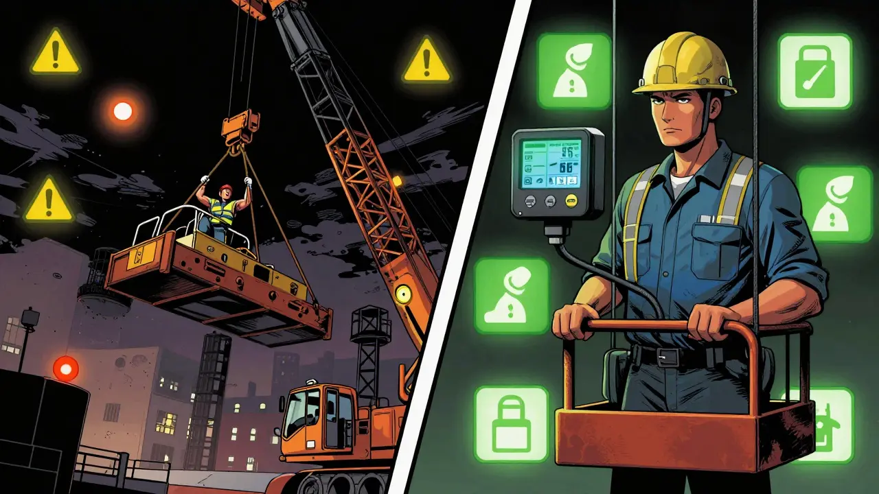 Ehliyetsiz ve ehliyetli vinç operatörlerinin karşılaştırması: tehlike vs. güvenlik.