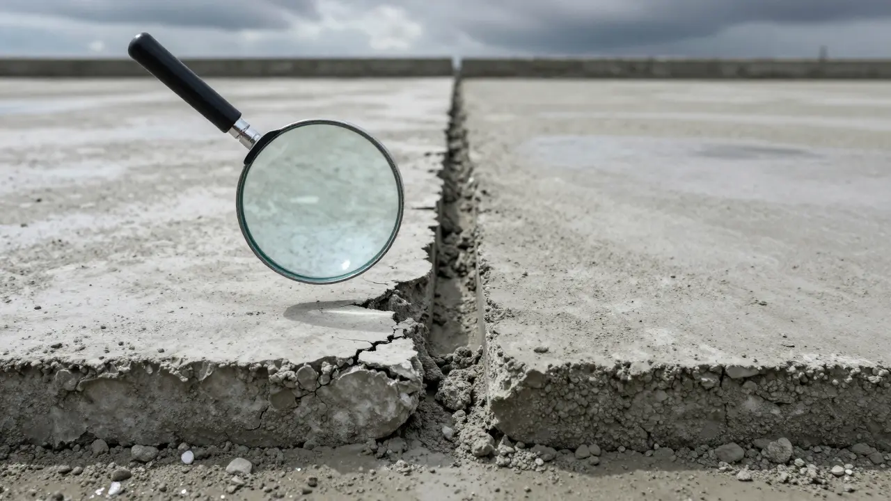 Yanlış karışım nedeniyle çatlayan beton ile doğru oranlı düzgün betonun yan yana karşılaştırılması.