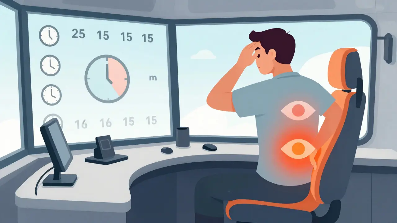 Ergonomik vinç kabininde dinlenme ve sağlık destekleri gösteriliyor.