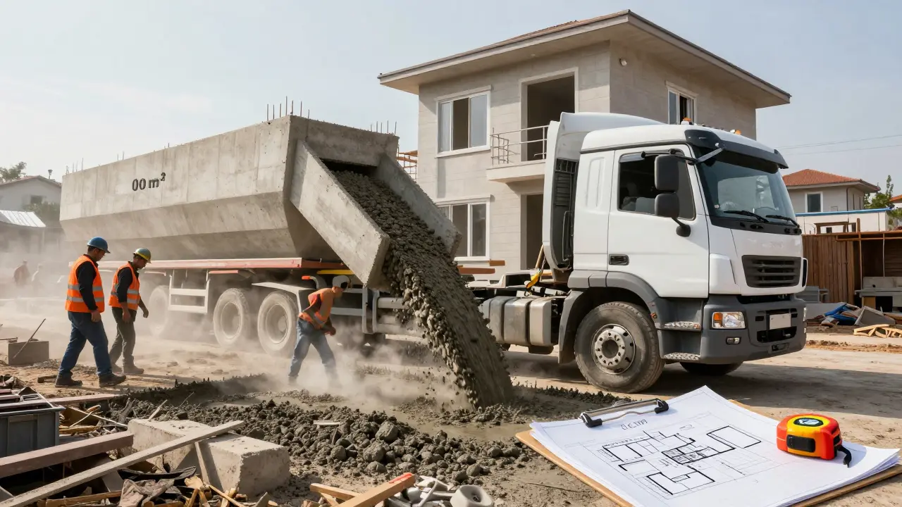 100 m² eve kaç m³ beton gider? Hazır beton miktarı ve fiyatları 2026