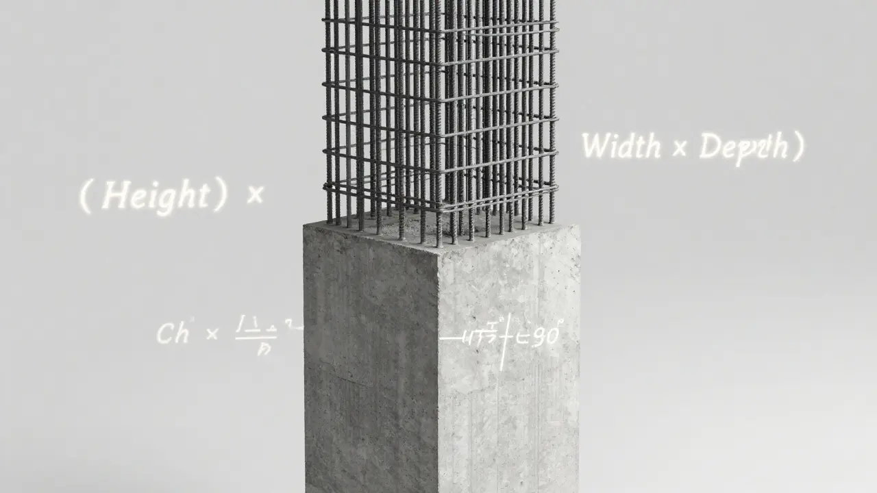 Beton kolonun iç yapısını ve hesaplama mantığını gösteren teknik görünüm.