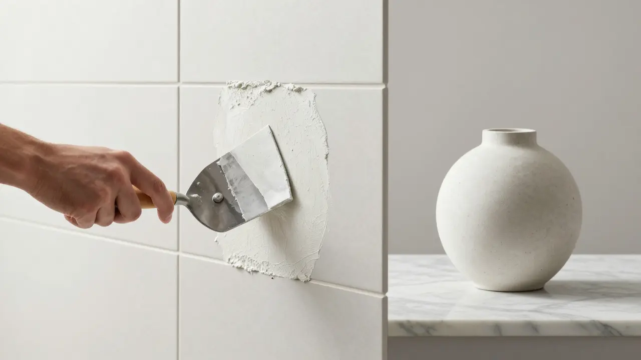 Beyaz çimento ile yapılan derz dolgusu ve dekoratif beton vazo