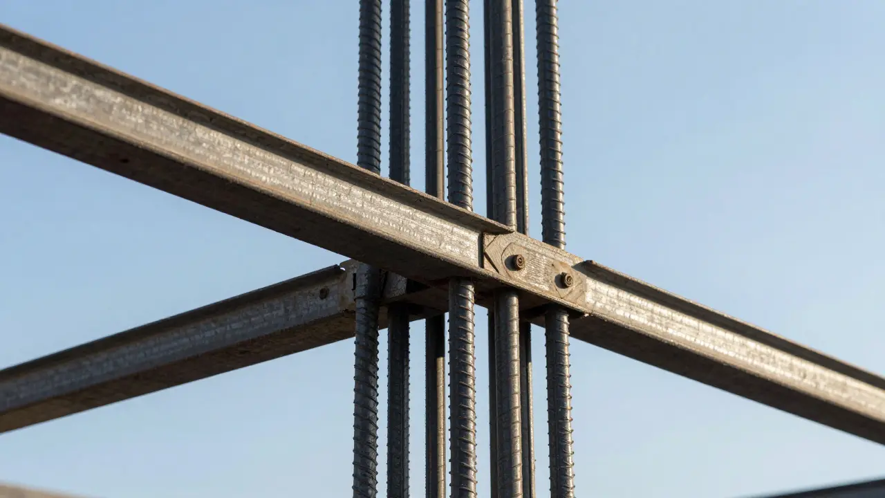 İnşaat kolon ve kirişlerinde kullanılan nervürlü çelik donatılar