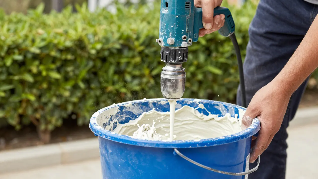 Kovada mekanik karıştırıcı ile hazırlanan beyaz çimento harcı