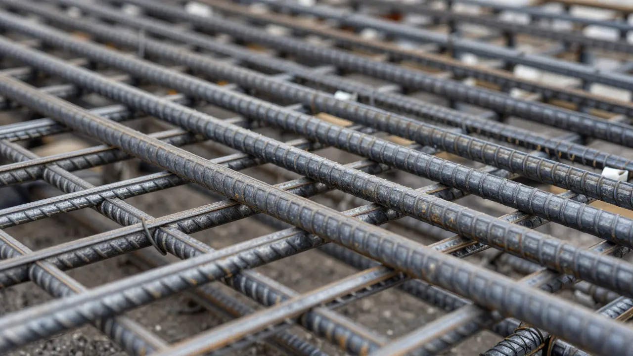 Radye temelde plastik paspayları üzerine döşenmiş çift sıra nervürlü demir donatı ağı.