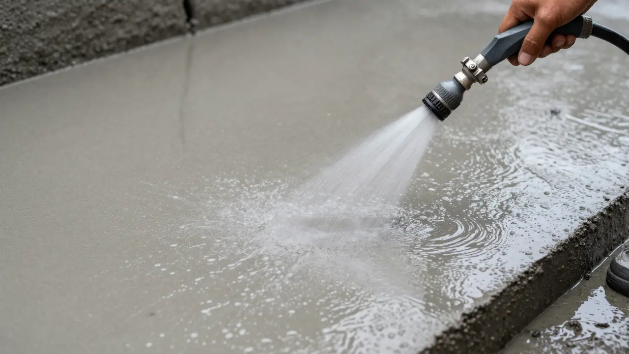 Taze dökülmüş betonun çatlamaması için suyla sulanması